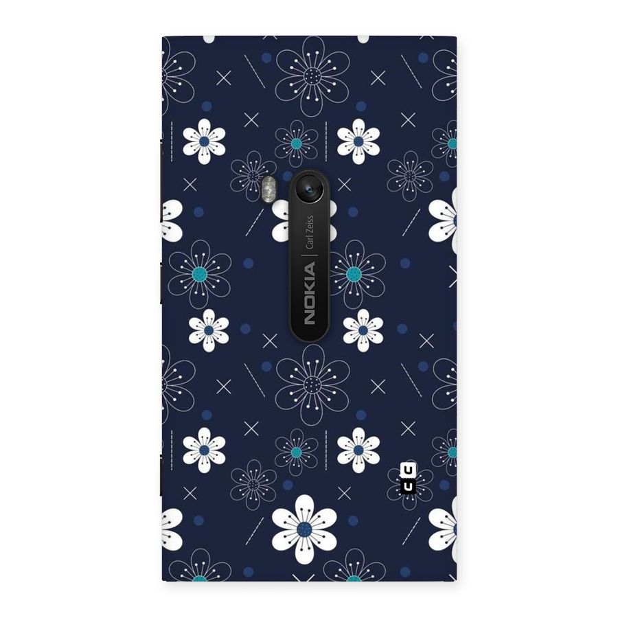White Floral Shapes Back Case for Lumia 920