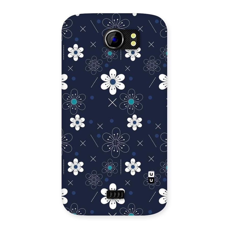 White Floral Shapes Back Case for Micromax Canvas 2 A110