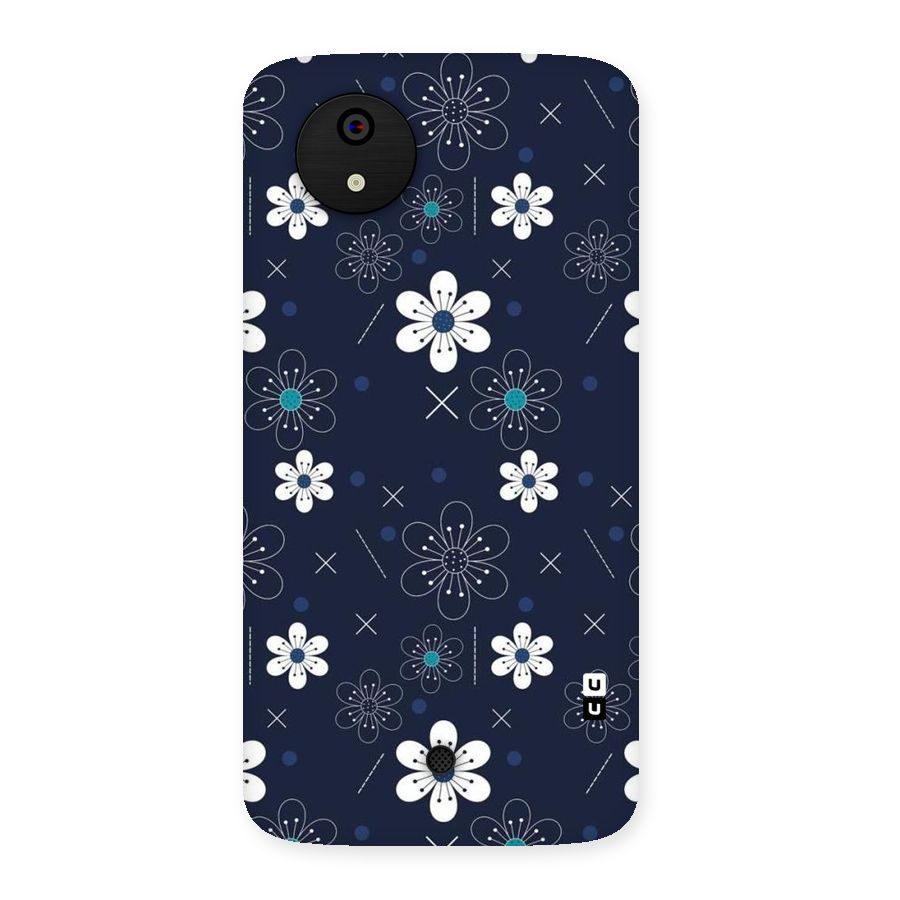 White Floral Shapes Back Case for Micromax Canvas A1