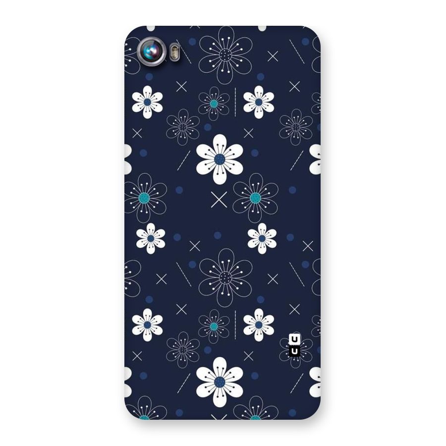 White Floral Shapes Back Case for Micromax Canvas Fire 4 A107