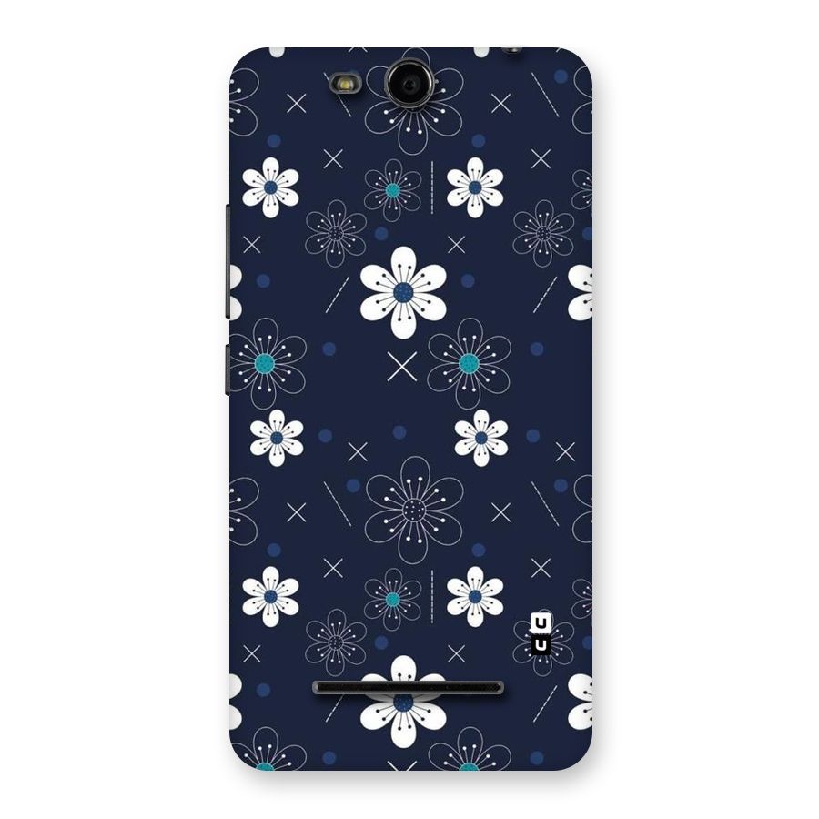 White Floral Shapes Back Case for Micromax Canvas Juice 3 Q392