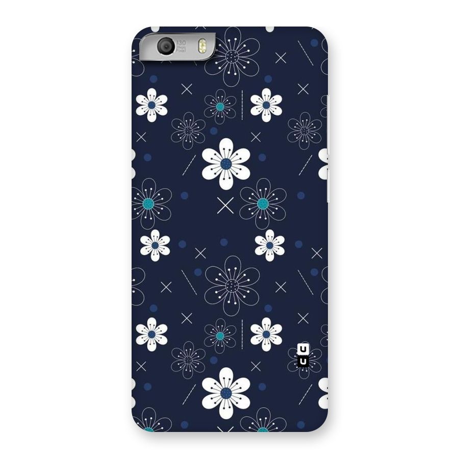White Floral Shapes Back Case for Micromax Canvas Knight 2