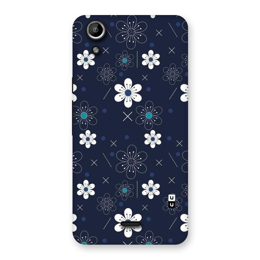 White Floral Shapes Back Case for Micromax Canvas Selfie Lens Q345