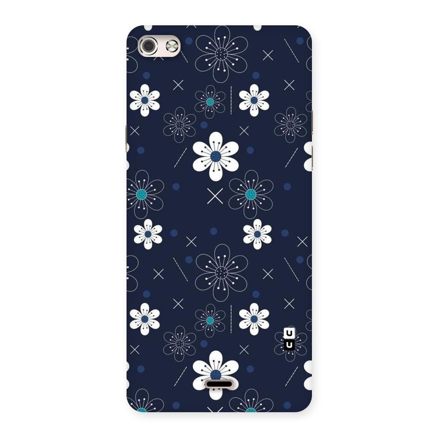 White Floral Shapes Back Case for Micromax Canvas Silver 5