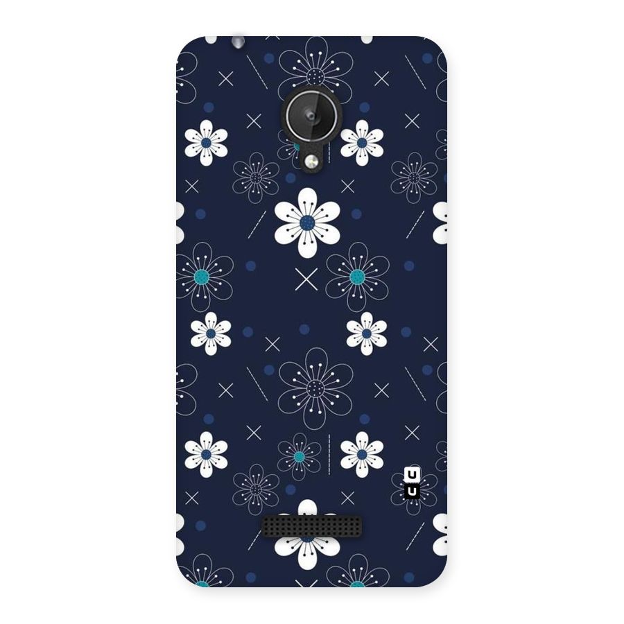 White Floral Shapes Back Case for Micromax Canvas Spark Q380