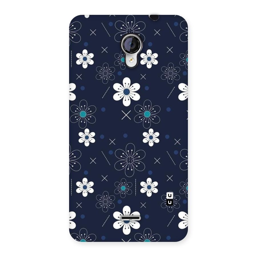 White Floral Shapes Back Case for Micromax Unite 2 A106
