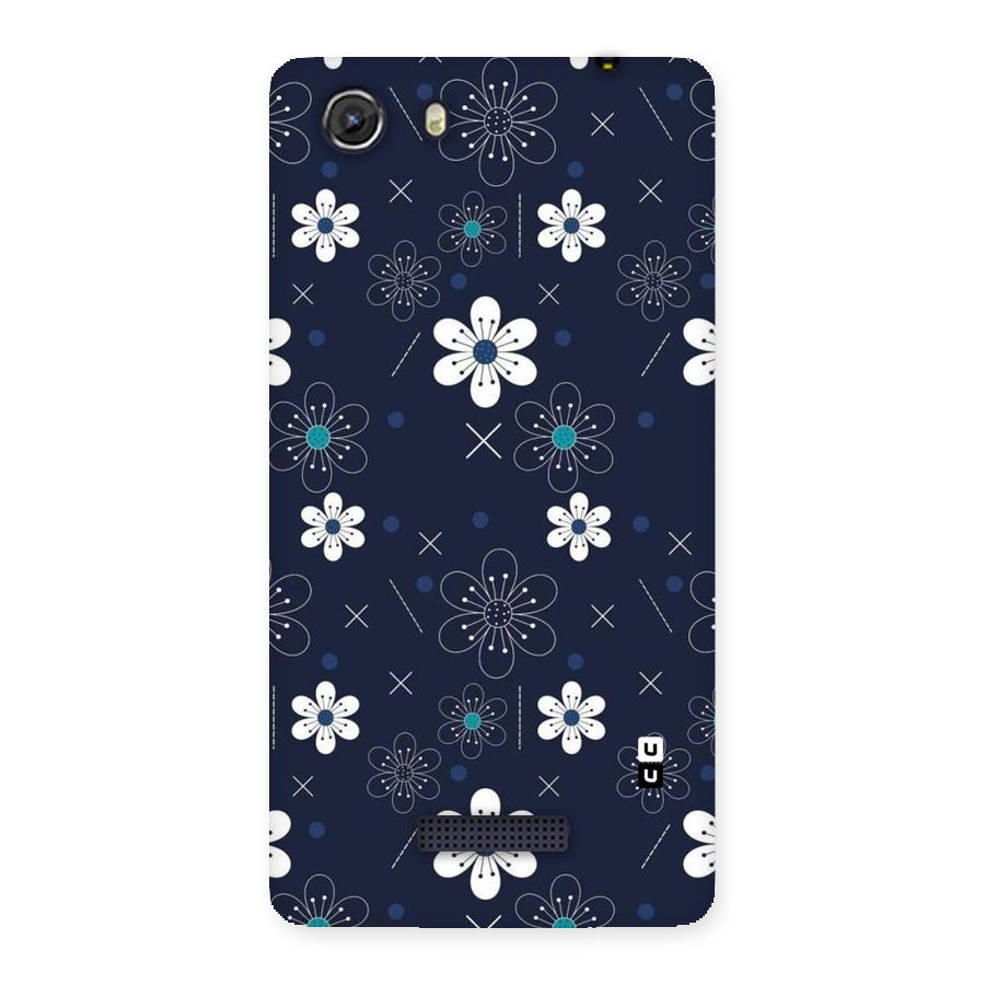 White Floral Shapes Back Case for Micromax Unite 3