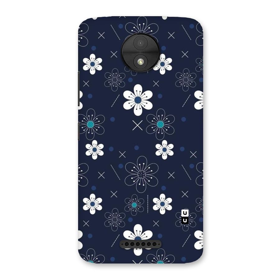 White Floral Shapes Back Case for Moto C