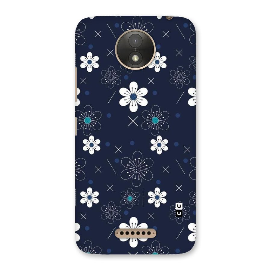White Floral Shapes Back Case for Moto C Plus