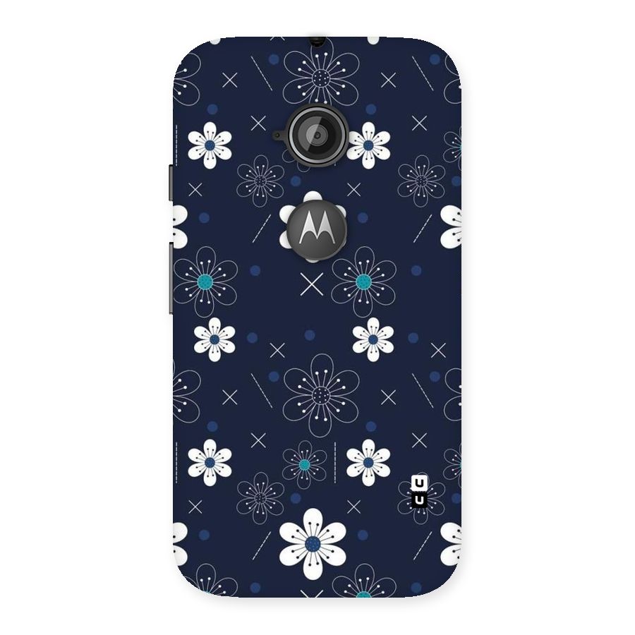 White Floral Shapes Back Case for Moto E 2nd Gen