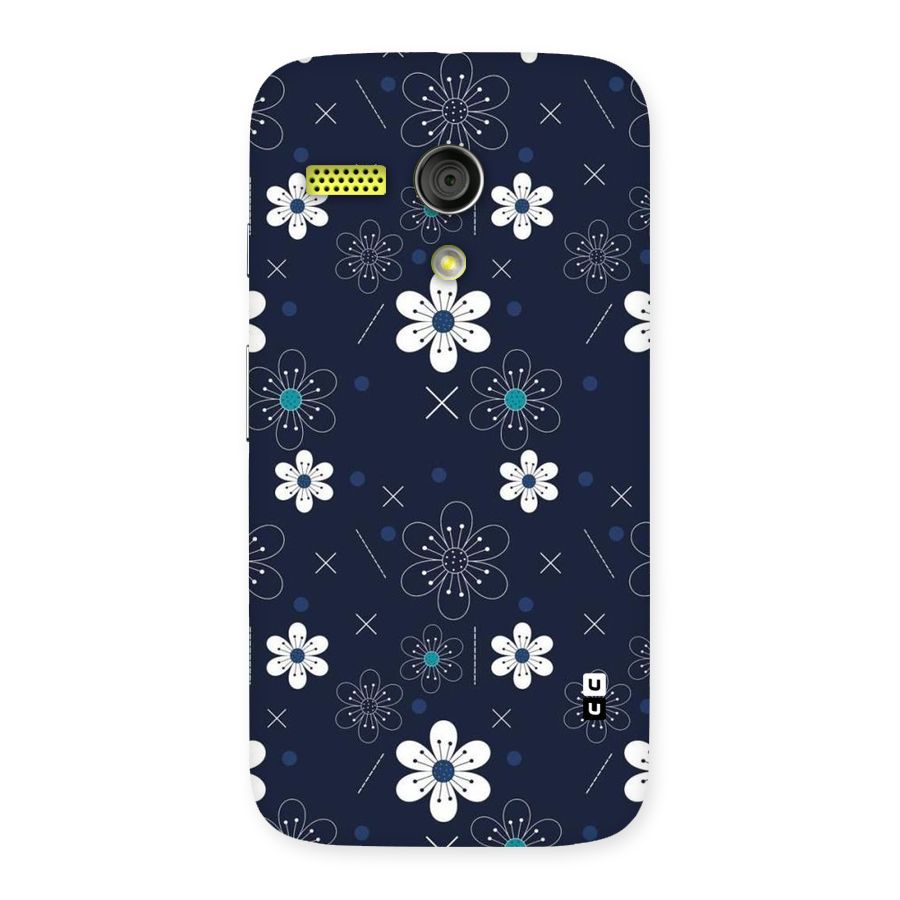 White Floral Shapes Back Case for Moto G