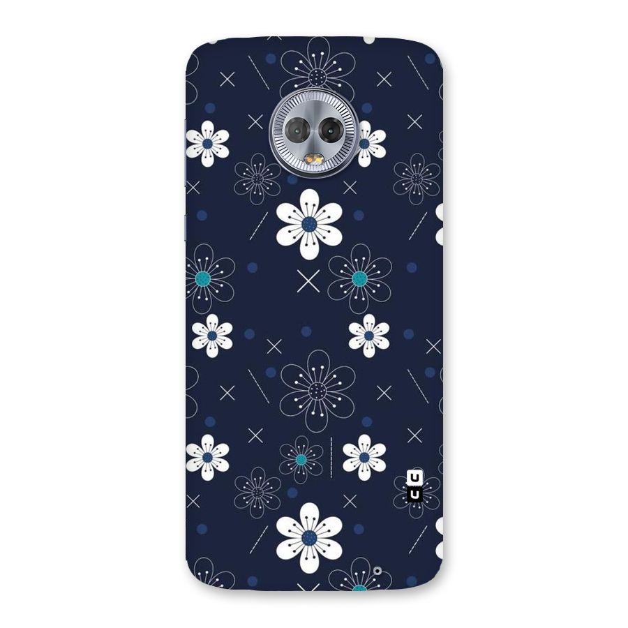 White Floral Shapes Back Case for Moto G6 Plus