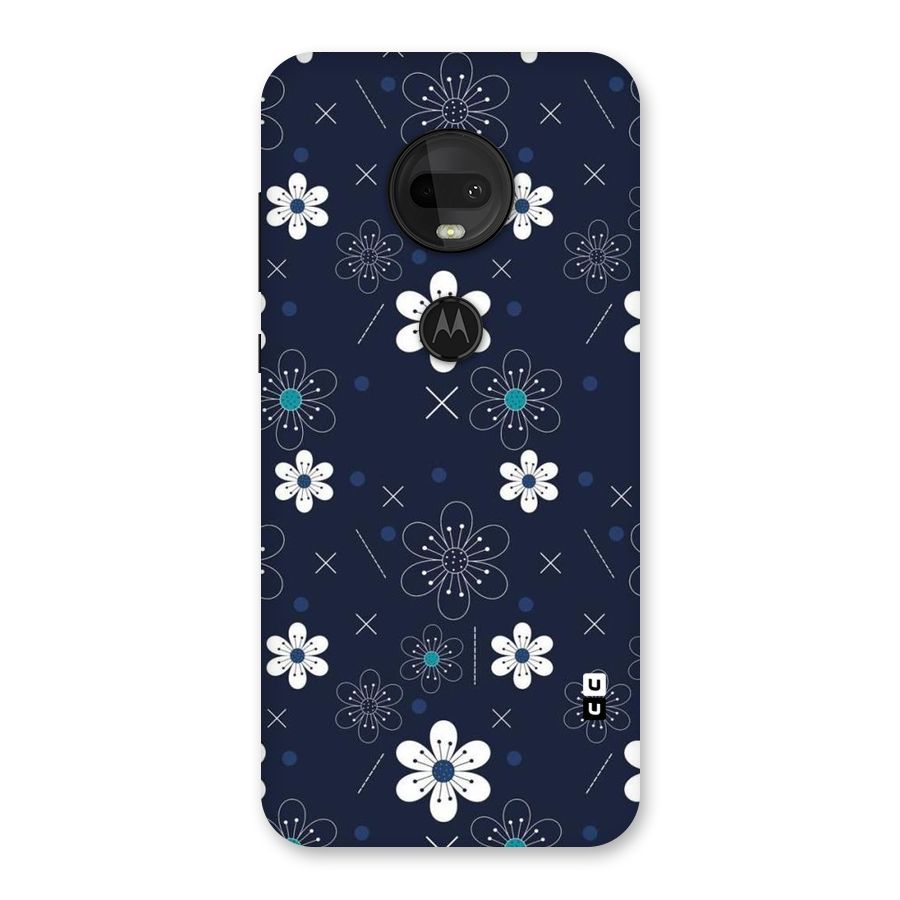 White Floral Shapes Back Case for Moto G7