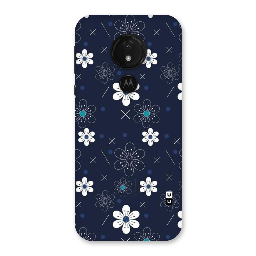 White Floral Shapes Back Case for Moto G7 Power