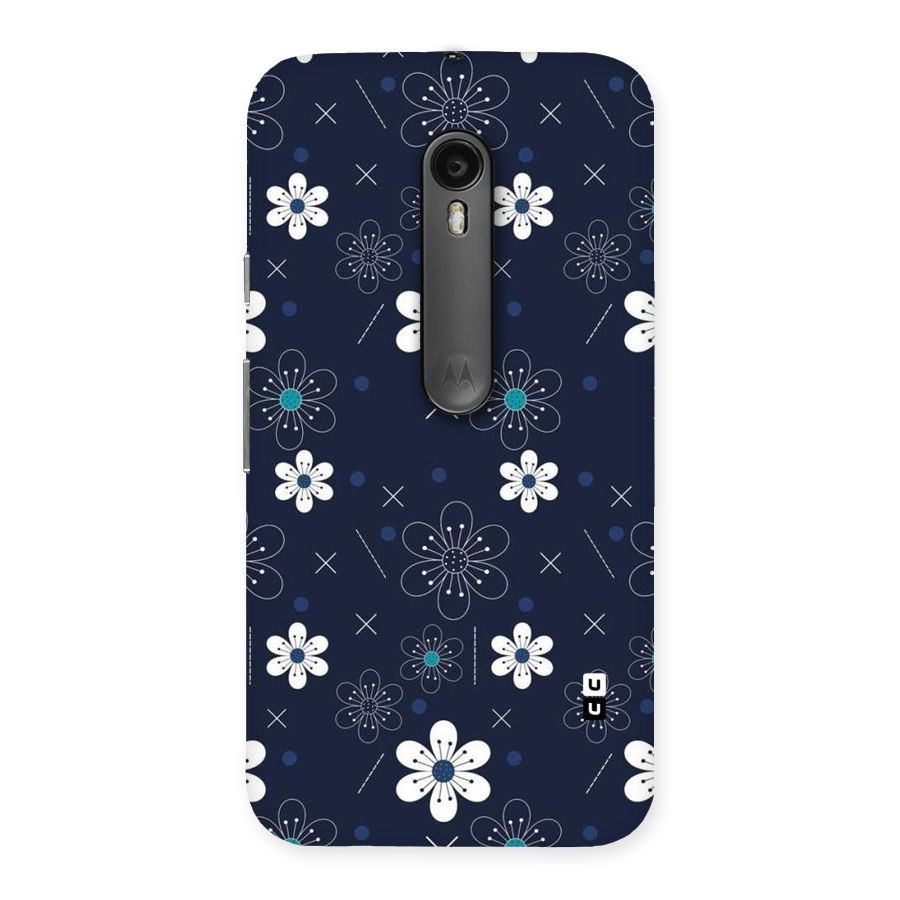 White Floral Shapes Back Case for Moto G Turbo