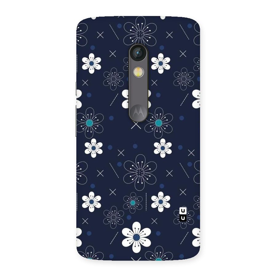 White Floral Shapes Back Case for Moto X Play