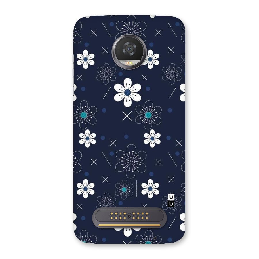 White Floral Shapes Back Case for Moto Z2 Play