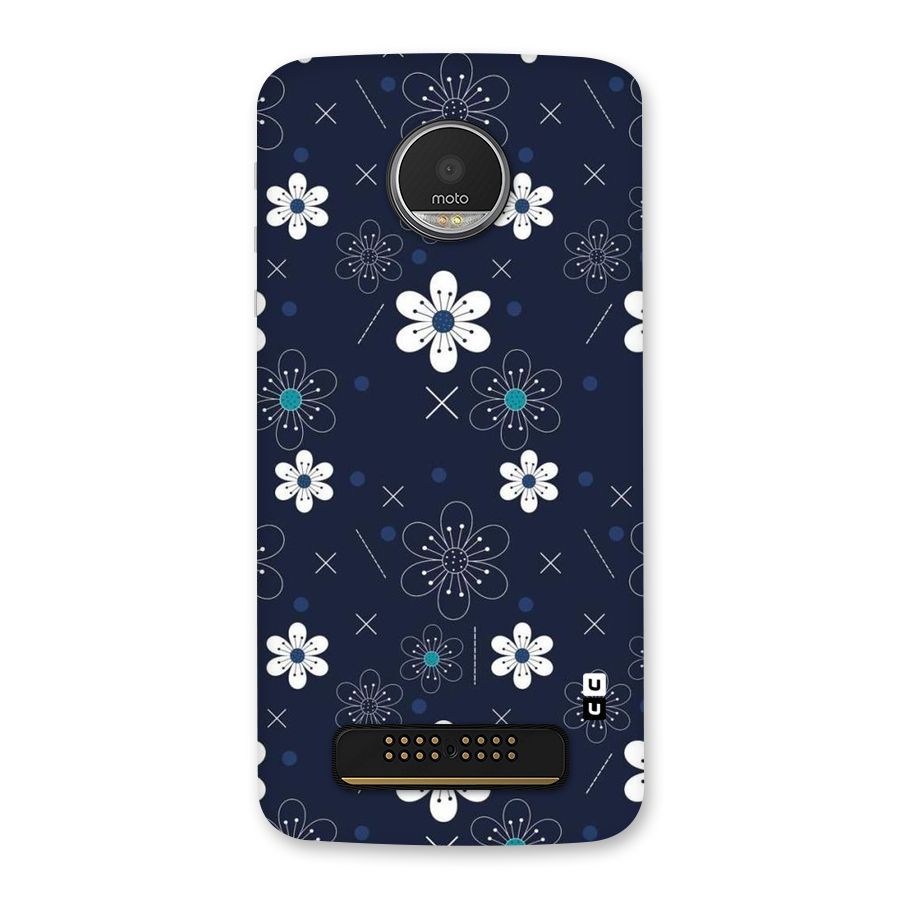 White Floral Shapes Back Case for Moto Z Play
