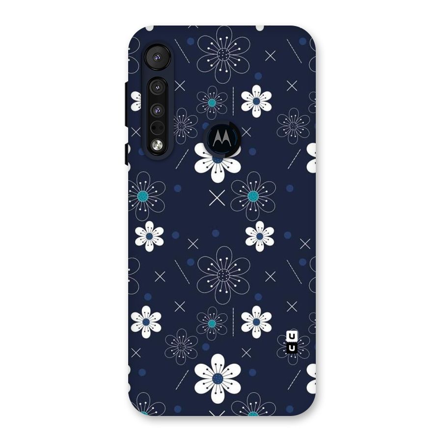 White Floral Shapes Back Case for Motorola One Macro