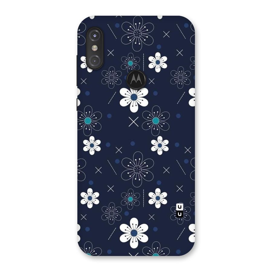 White Floral Shapes Back Case for Motorola One Power
