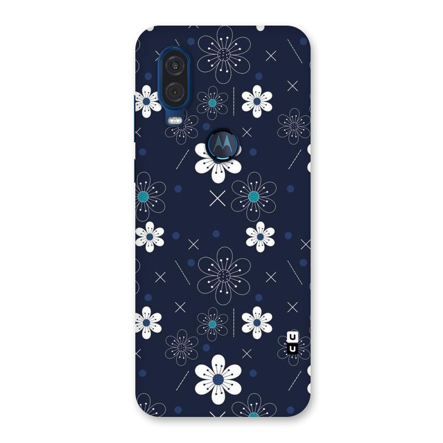 White Floral Shapes Back Case for Motorola One Vision