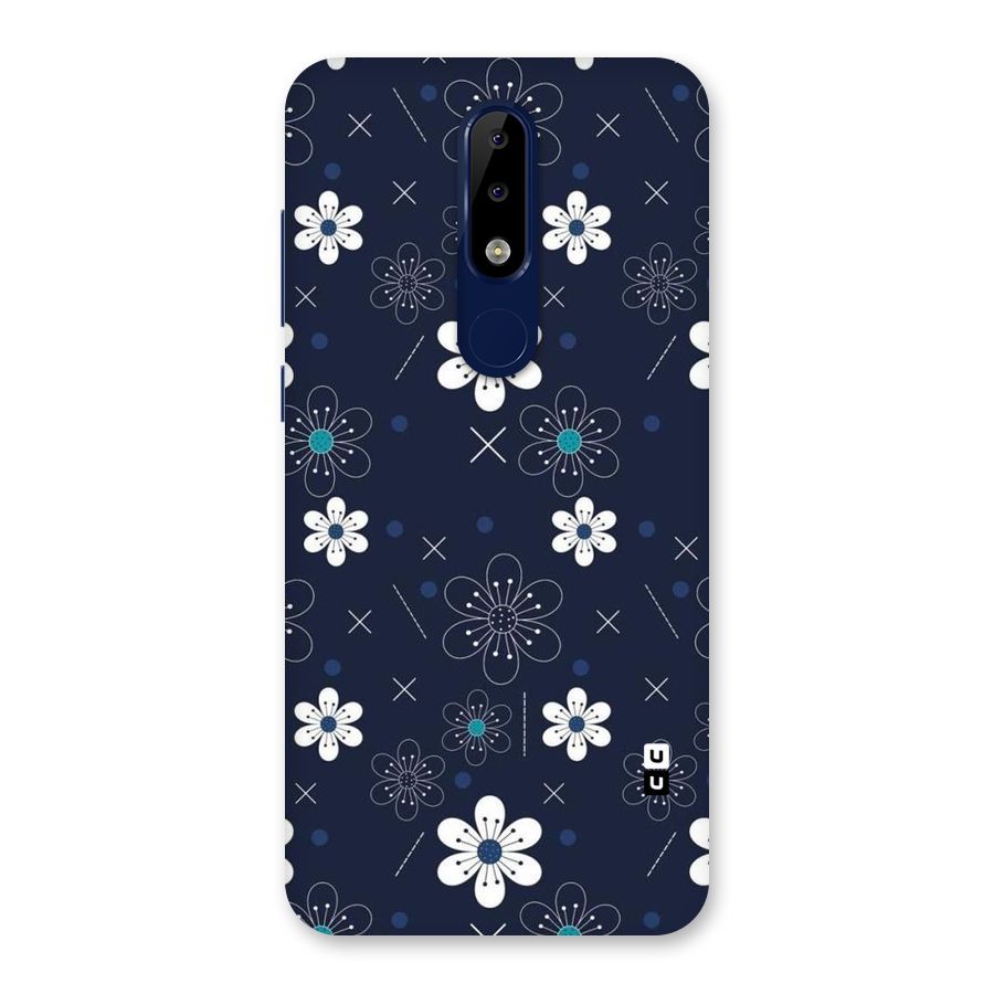 White Floral Shapes Back Case for Nokia 5.1 Plus