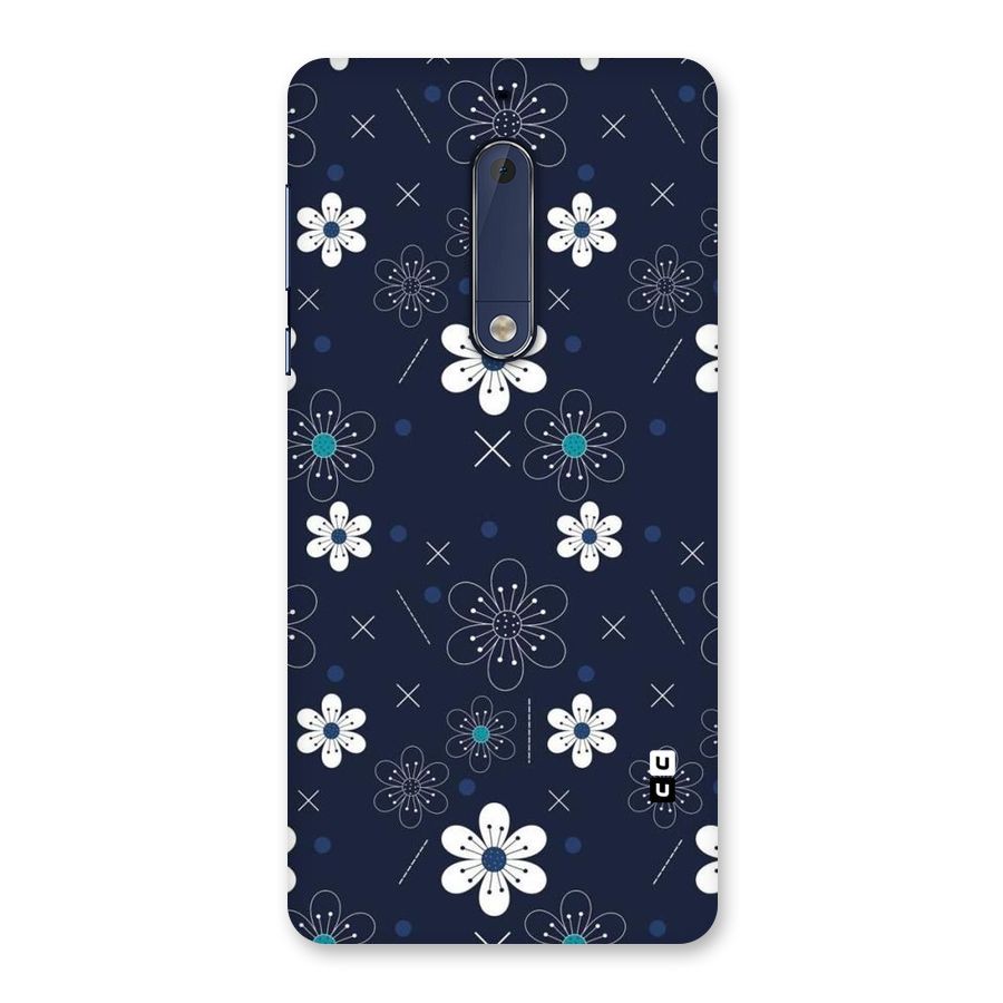 White Floral Shapes Back Case for Nokia 5