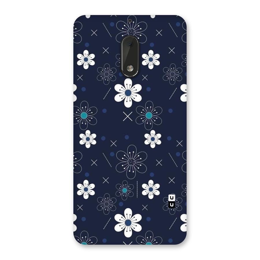 White Floral Shapes Back Case for Nokia 6