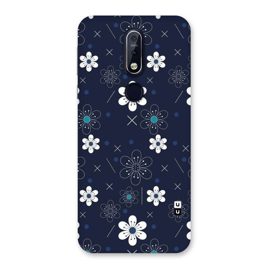 White Floral Shapes Back Case for Nokia 7.1