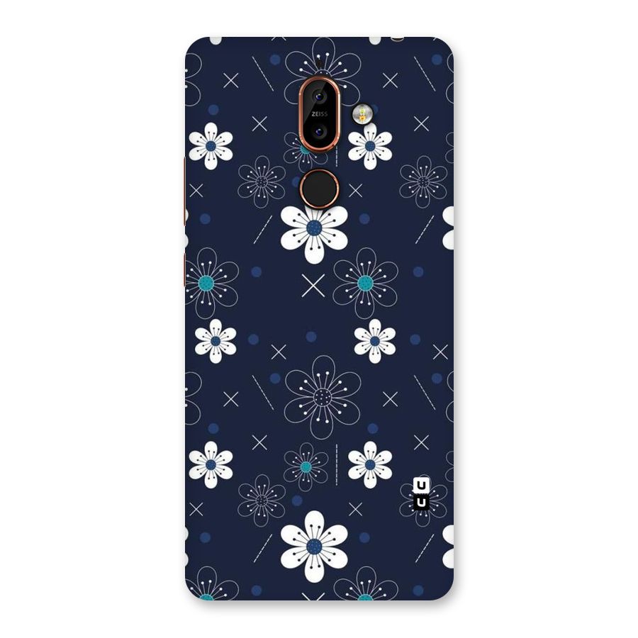 White Floral Shapes Back Case for Nokia 7 Plus