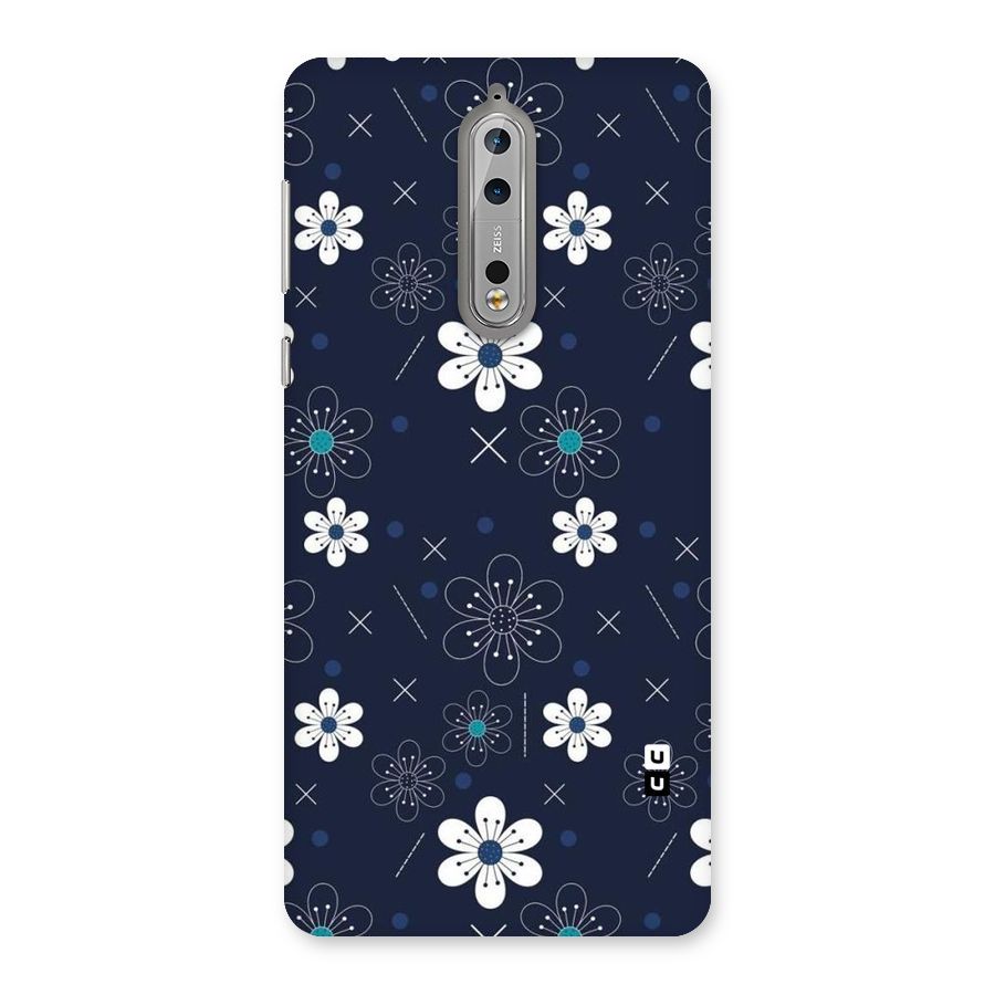 White Floral Shapes Back Case for Nokia 8