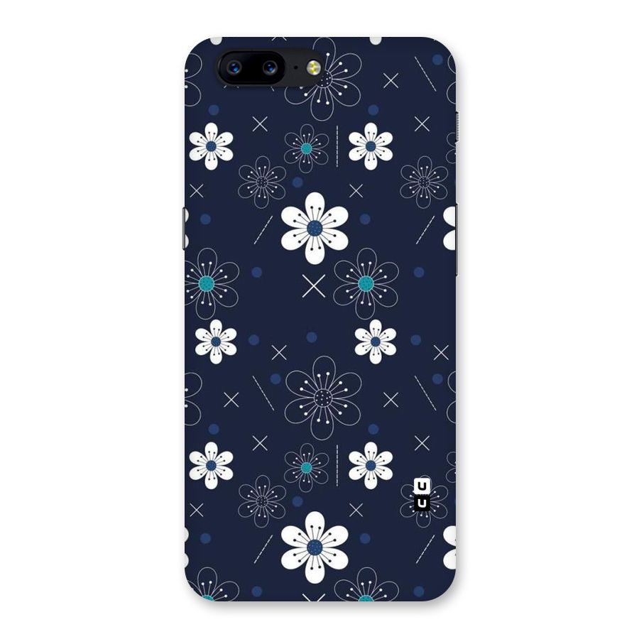 White Floral Shapes Back Case for OnePlus 5