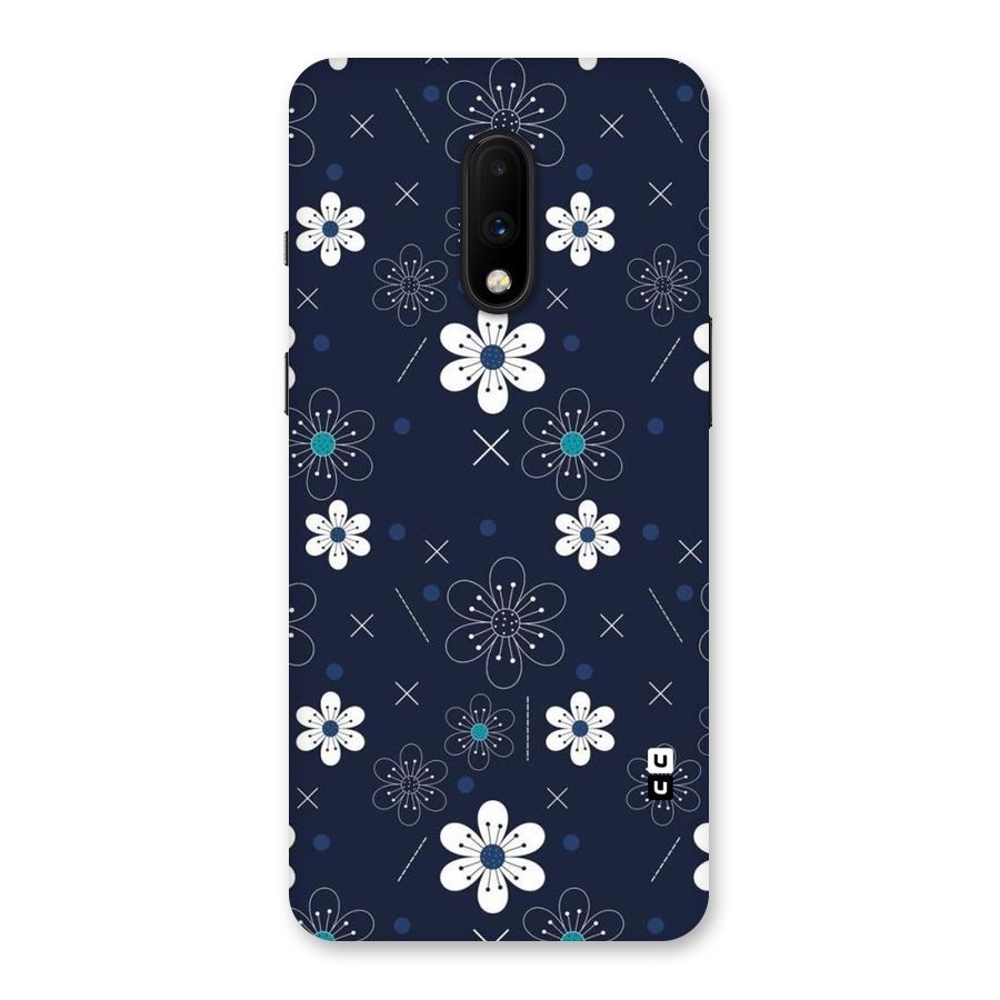 White Floral Shapes Back Case for OnePlus 7