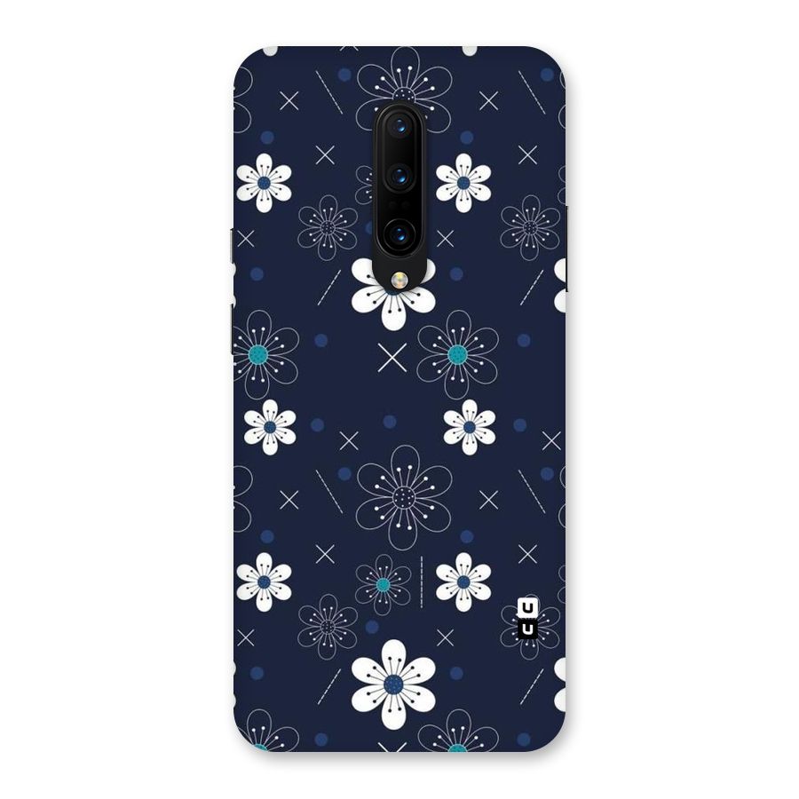 White Floral Shapes Back Case for OnePlus 7 Pro