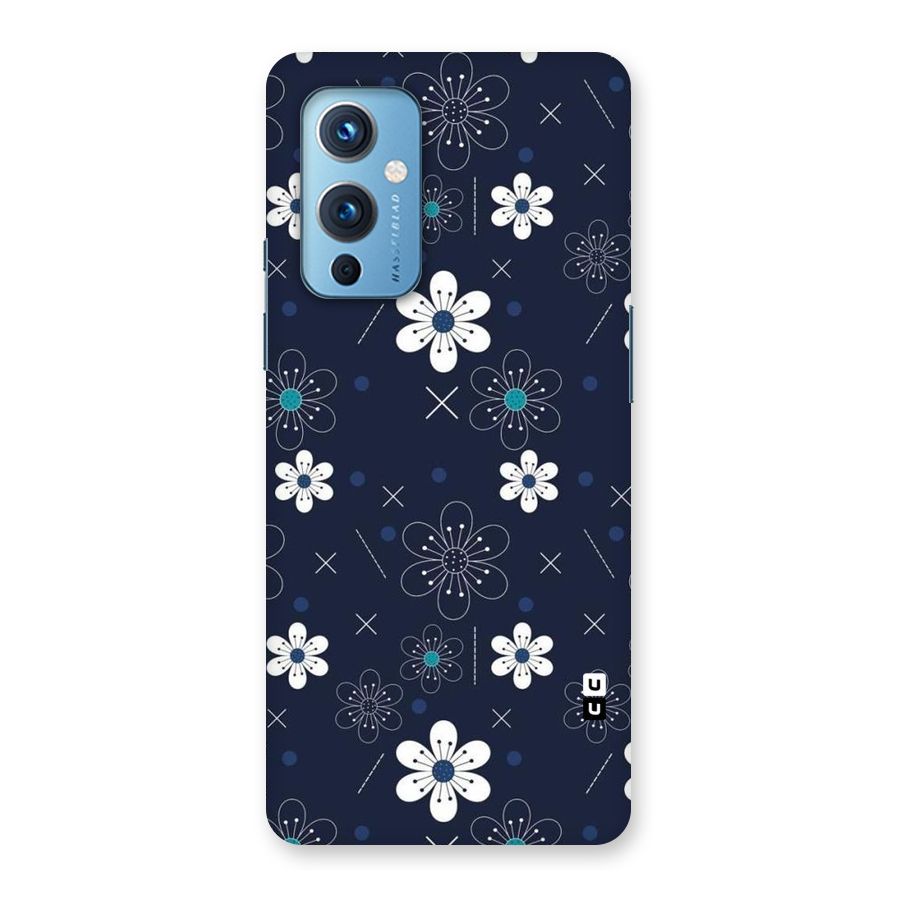 White Floral Shapes Back Case for OnePlus 9