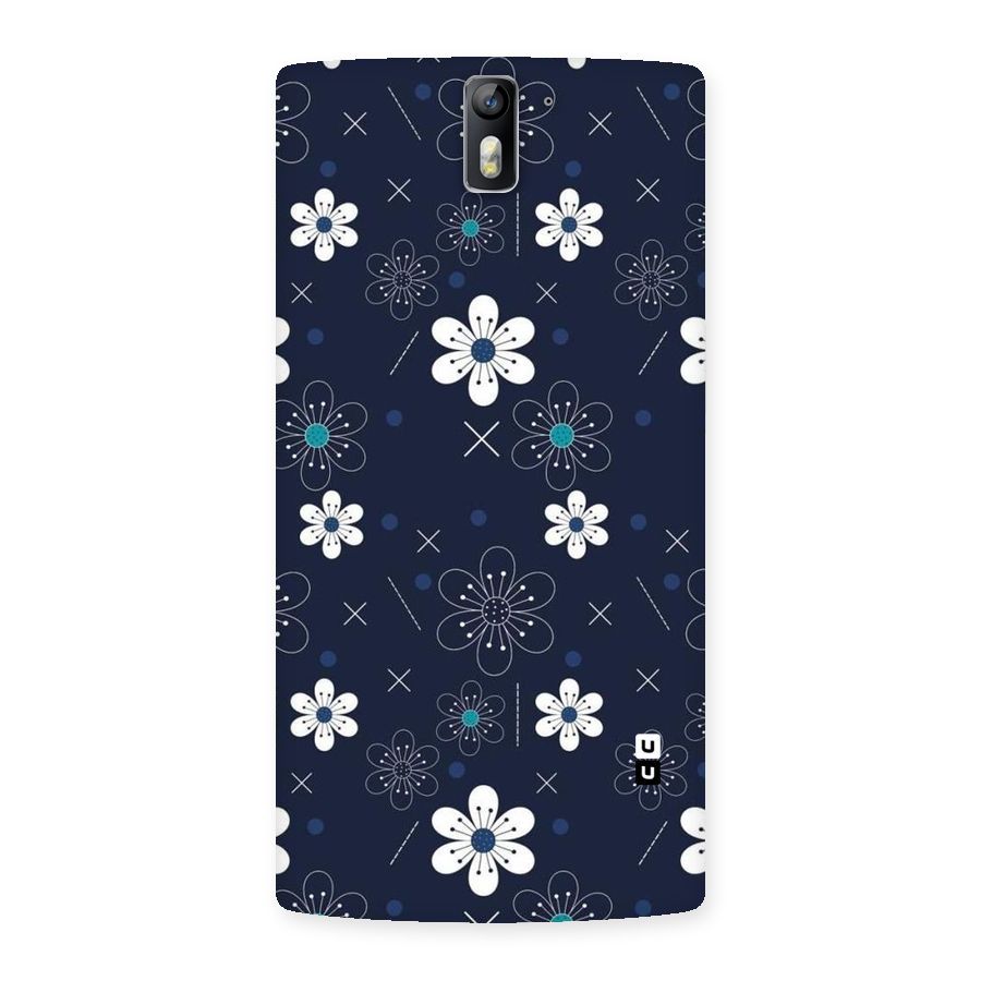 White Floral Shapes Back Case for One Plus One
