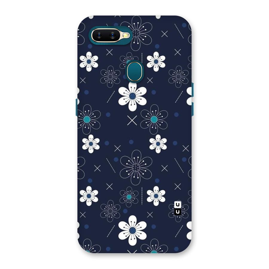 White Floral Shapes Back Case for Oppo A11k