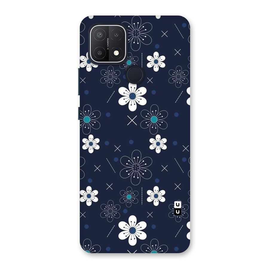 White Floral Shapes Back Case for Oppo A15s