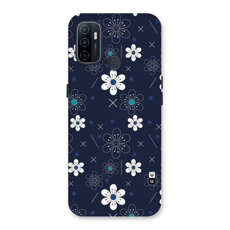 White Floral Shapes Back Case for Oppo A32