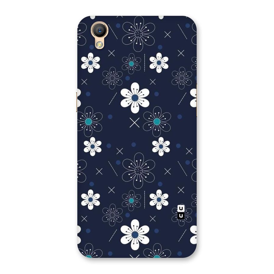 White Floral Shapes Back Case for Oppo A37