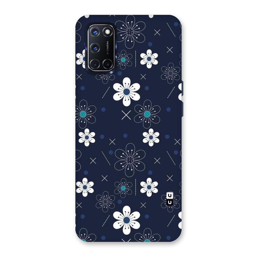 White Floral Shapes Back Case for Oppo A52