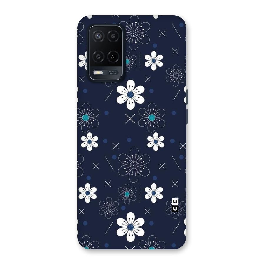 White Floral Shapes Back Case for Oppo A54
