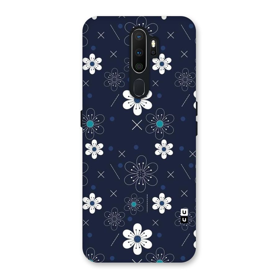 White Floral Shapes Back Case for Oppo A5 (2020)