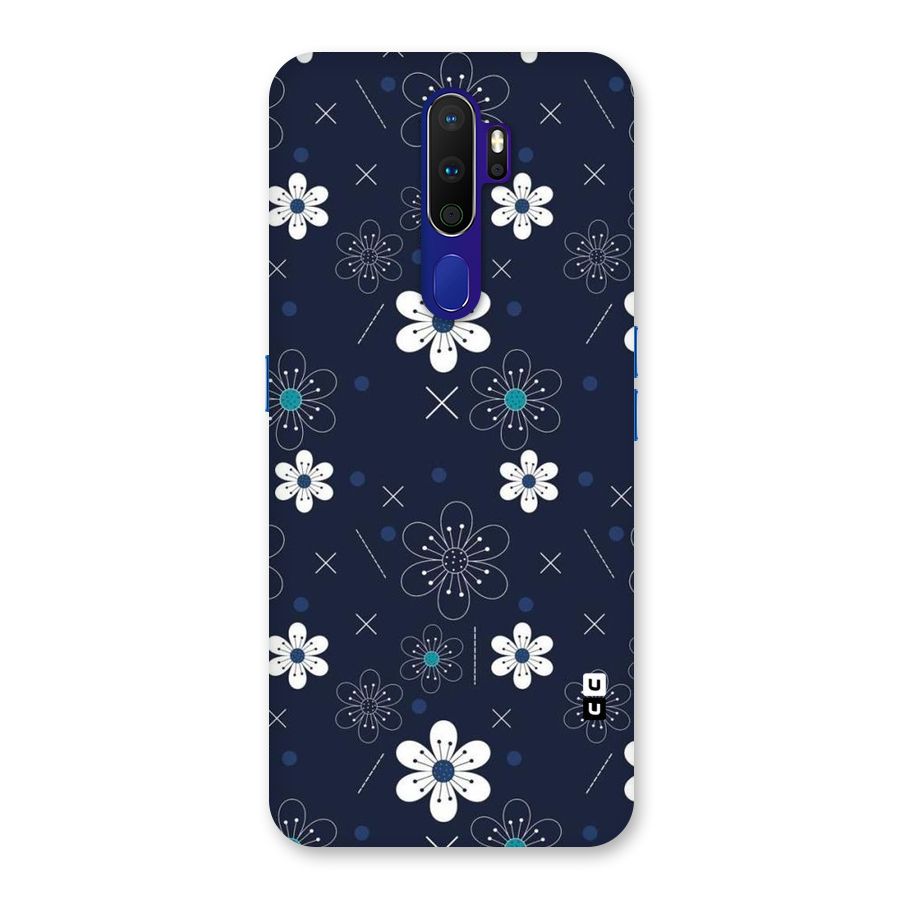 White Floral Shapes Back Case for Oppo A9 (2020)