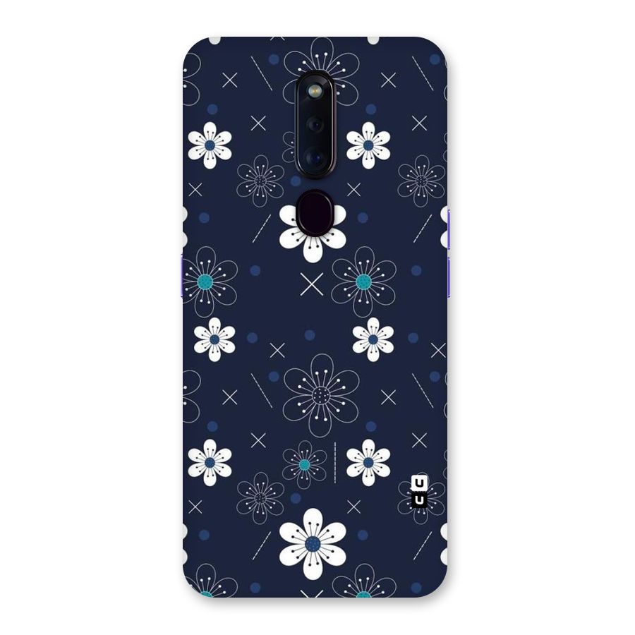 White Floral Shapes Back Case for Oppo F11 Pro
