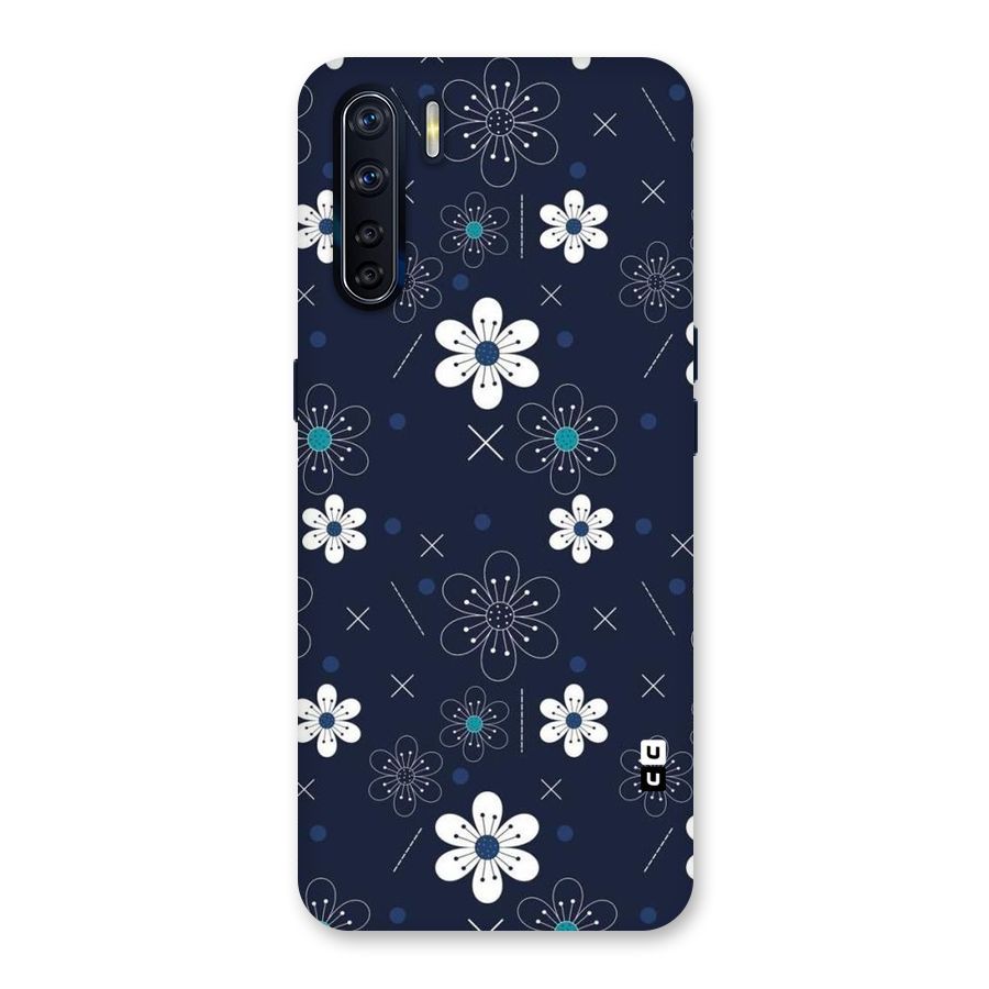 White Floral Shapes Back Case for Oppo F15