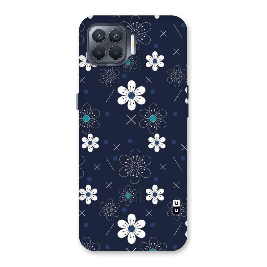 White Floral Shapes Back Case for Oppo F17 Pro