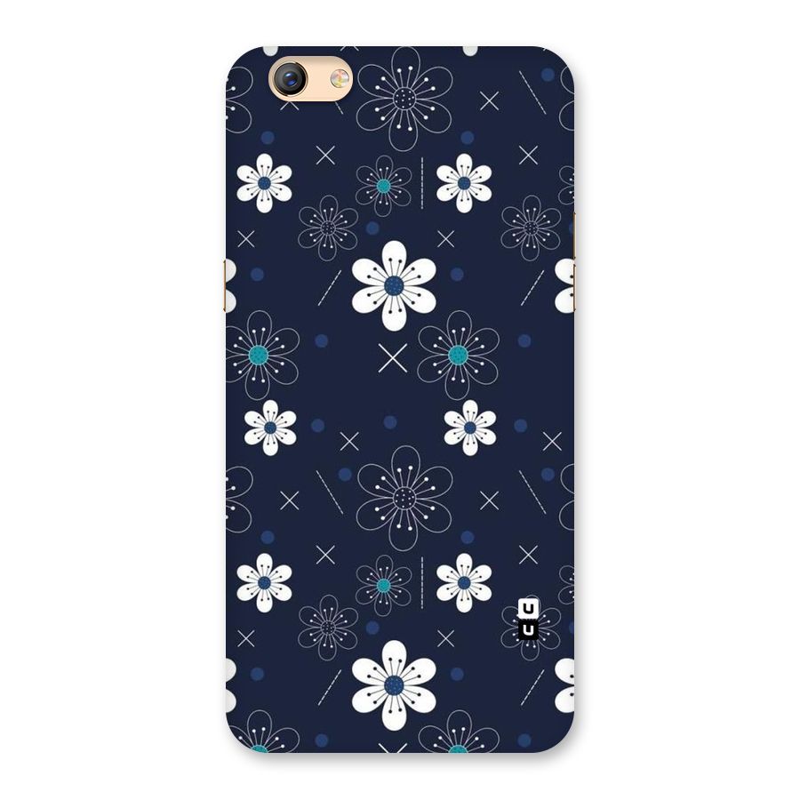 White Floral Shapes Back Case for Oppo F3 Plus