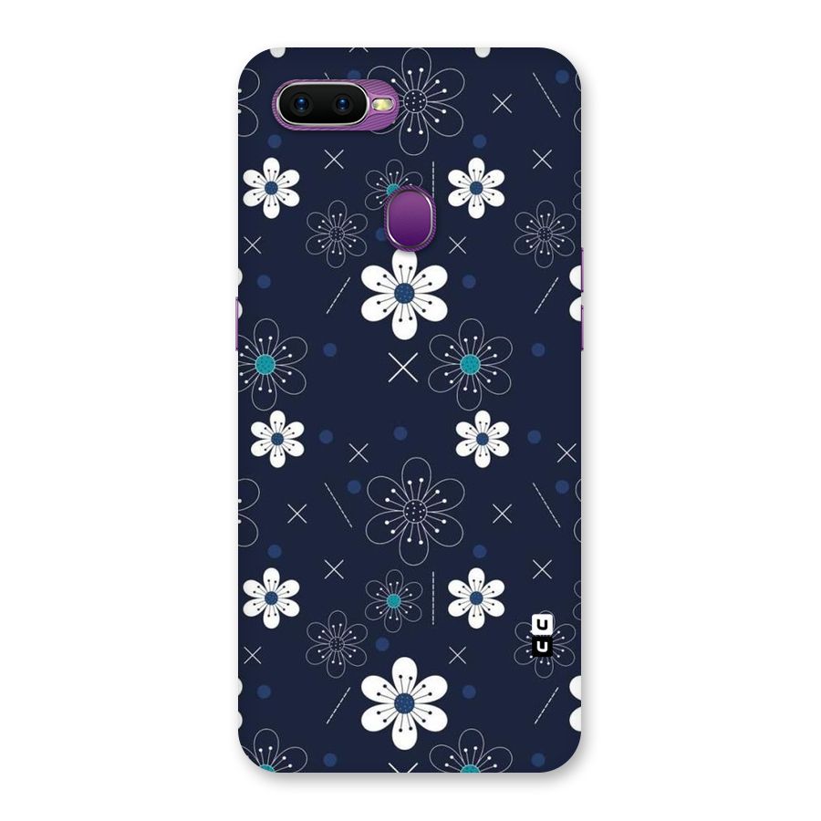 White Floral Shapes Back Case for Oppo F9