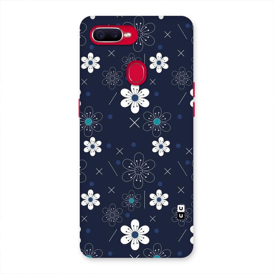 White Floral Shapes Back Case for Oppo F9 Pro
